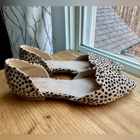 Isaac Mizrahi Shoes - Isaac Mizrahi D’Orsay Black and Tan Spotted Cheetah Print Flats Sz 9.5